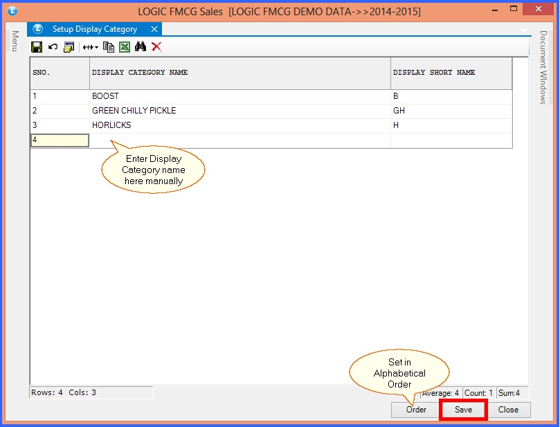 fmcg setup display category header